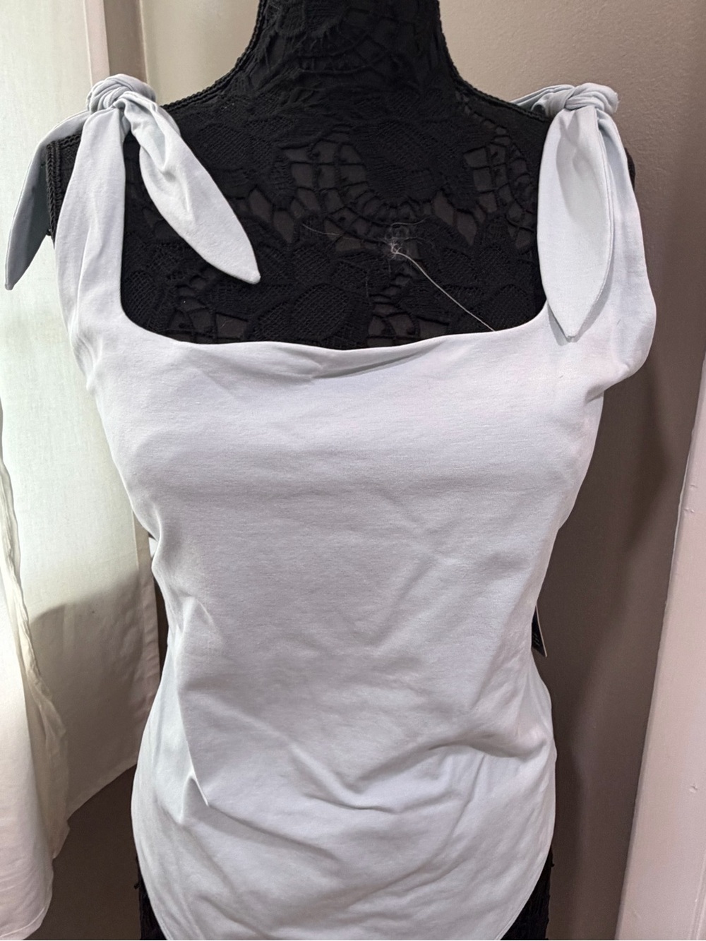 NWT Express Body Contour Tie-Shoulder Baby Blue Women’s bodysuit XL